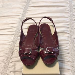 Burberry Burgundy Slingback Sandals 10